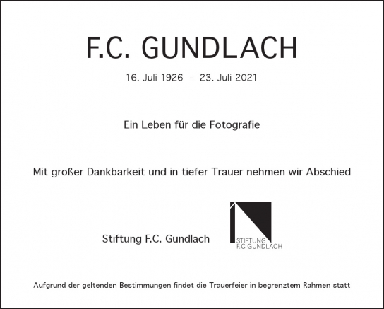 Traueranzeige von F. C. Gundlach von Hamburger Tageszeitungen und Anzeigenblättern der FUNKE Mediengruppe