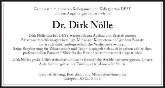 Traueranzeige von Dirk Nölle von Hamburger Tageszeitungen und Anzeigenblättern der FUNKE Mediengruppe