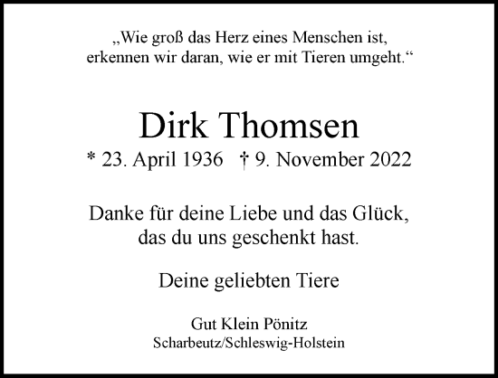 Traueranzeige von Dirk Thomsen von Hamburger Abendblatt