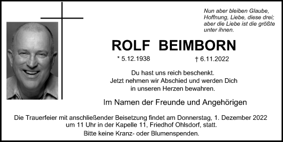 Traueranzeige von Rolf Beimborn von Hamburger Abendblatt