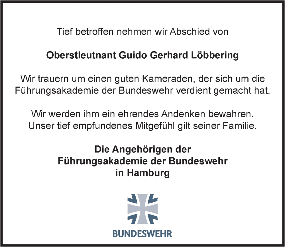  Traueranzeige für Guido Gerhard Löbbering vom 10.12.2022 aus Hamburger Abendblatt