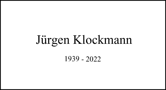 Traueranzeige von Jürgen Klockmann von Hamburger Abendblatt