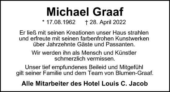 Traueranzeige von Michael Graaf von Hamburger Abendblatt
