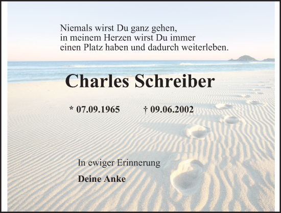 Traueranzeige von Charles Schreiber von Hamburger Abendblatt
