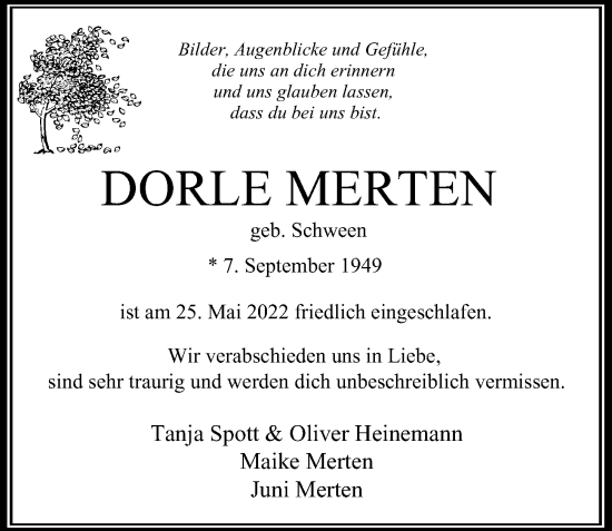 Traueranzeige von Dorle Merten von Hamburger Abendblatt