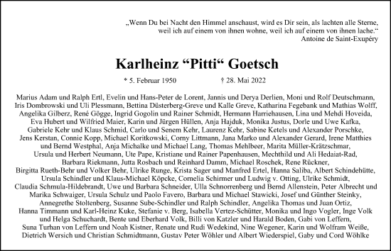 Traueranzeige von Karlheinz Goetsch von Hamburger Abendblatt