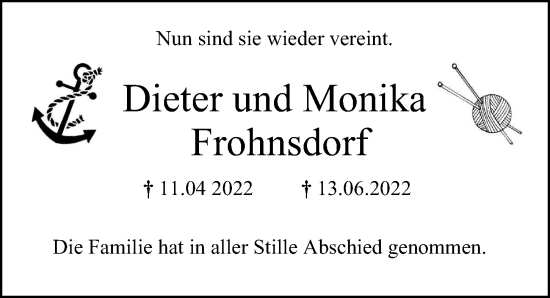 Traueranzeige von Dieter Frohnsdorf von Bille Wochenblatt