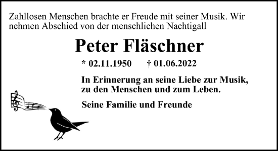 Traueranzeige von Peter Fläschner von Hamburger Abendblatt