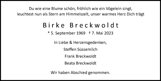 Traueranzeige von Birke Breckwoldt von Hamburger Abendblatt