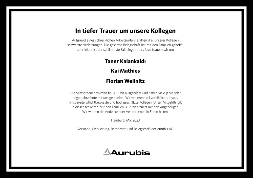  Traueranzeige für Florian Wellnitz vom 20.05.2023 aus Hamburger Abendblatt