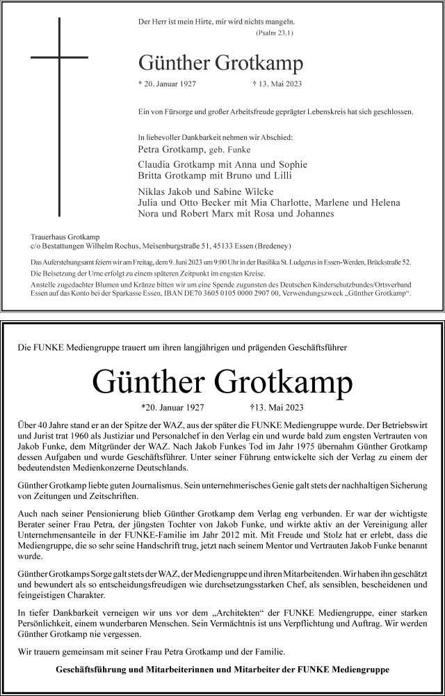  Traueranzeige für Günther Grotkamp vom 20.05.2023 aus Bergedorfer Zeitung