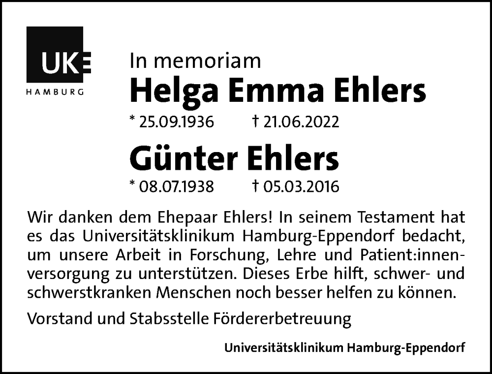  Traueranzeige für Günter Ehlers vom 17.06.2023 aus Hamburger Abendblatt