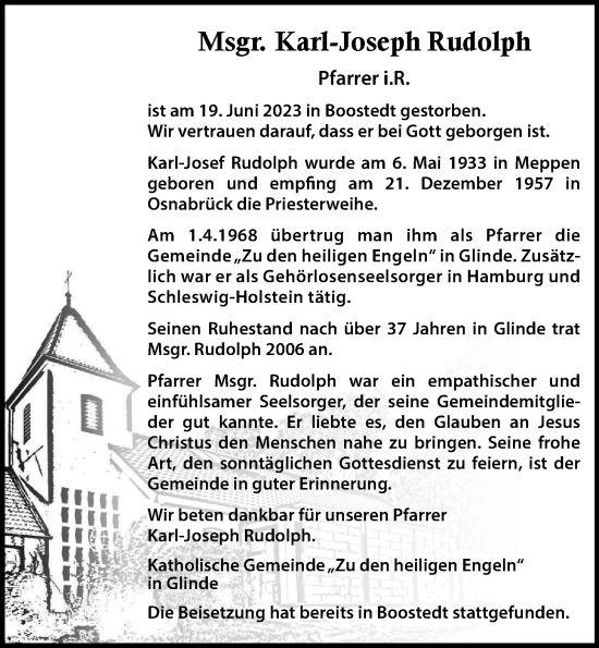 Traueranzeige von Karl-Joseph Rudolph 