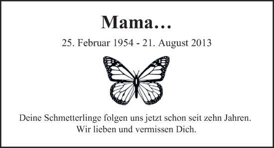 Traueranzeige von Mama  