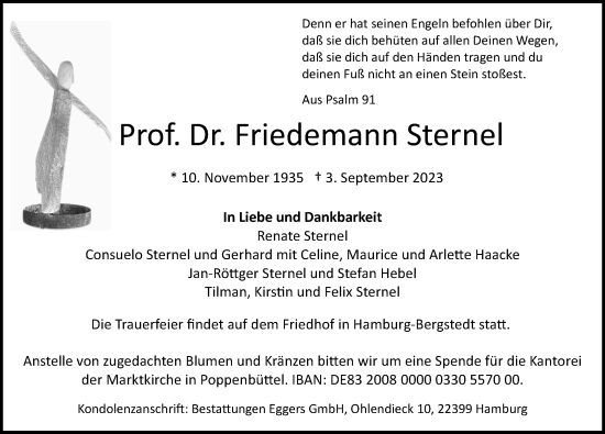 Traueranzeige von Friedemann Sternel von Hamburger Abendblatt