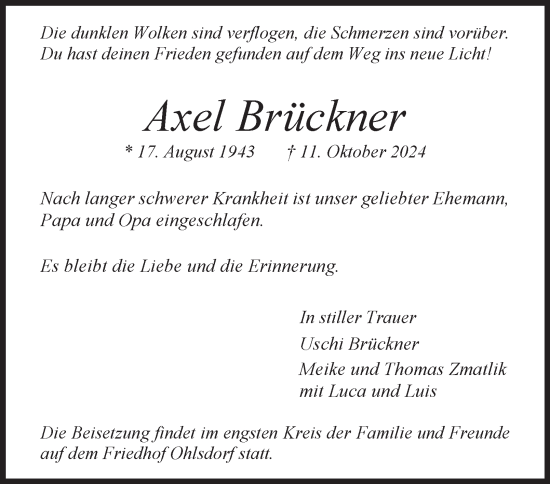 Traueranzeige von Axel Brückner von Hamburger Abendblatt