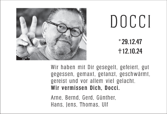 Traueranzeige von Docci  von Hamburger Abendblatt