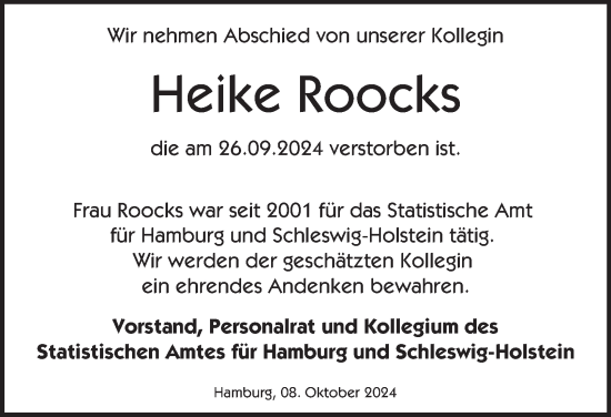 Traueranzeige von Heike Roocks 