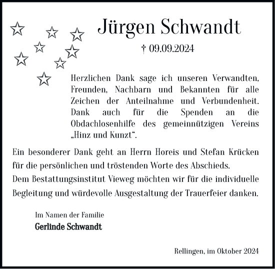 Traueranzeige von Jürgen Schwandt von Hamburger Abendblatt