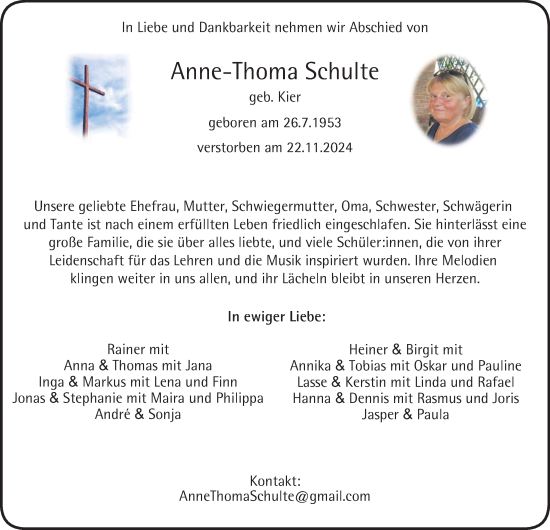 Traueranzeige von Anne-Thoma Schulte von Hamburger Abendblatt