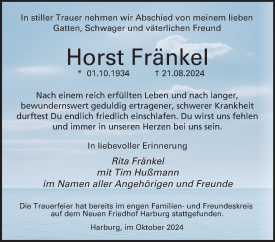 Traueranzeige von Horst Fränkel 