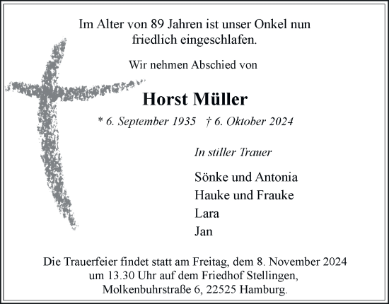 Traueranzeige von Horst Müller 
