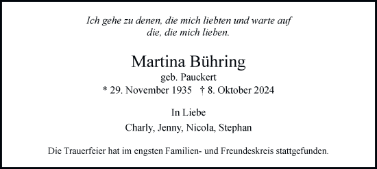 Traueranzeige von Martina Bühring von Hamburger Abendblatt