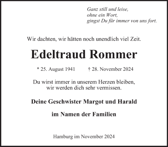 Traueranzeige von Edeltraud Rommer 