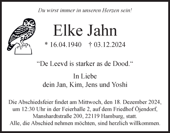 Traueranzeige von Elke Jahn 