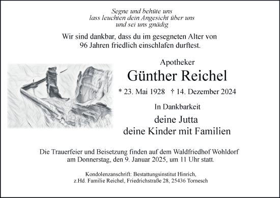 Traueranzeige von Günther Reichel von Hamburger Abendblatt