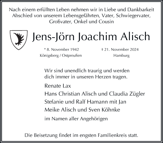 Traueranzeige von Jens-Jörn Joachim Alisch 