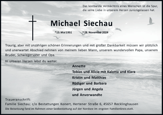 Traueranzeige von Michael Siechau von Hamburger Abendblatt