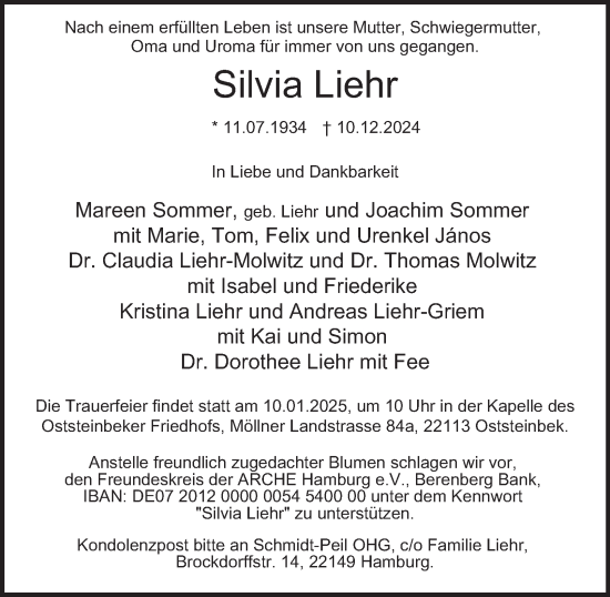 Traueranzeige von Silvia Liehr 