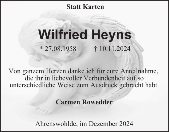 Traueranzeige von Wilfried Heyns von Hamburger Abendblatt