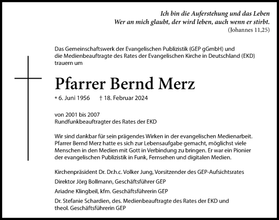 Traueranzeige von Bernd Merz von Hamburger Abendblatt