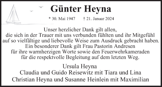 Traueranzeige von Günter Heyna 