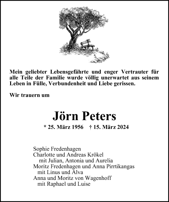 Traueranzeige von Jörn Peters von Hamburger Abendblatt