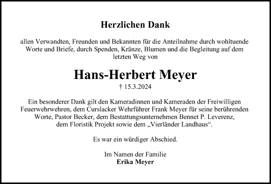 Traueranzeige von Hans-Herbert Meyer von Bergedorfer Zeitung