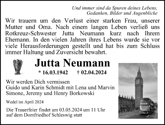 Traueranzeige von Jutta Neumann von Hamburger Abendblatt