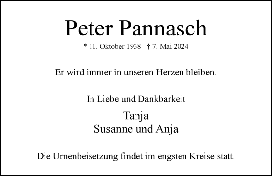 Traueranzeige von Peter Pannasch 