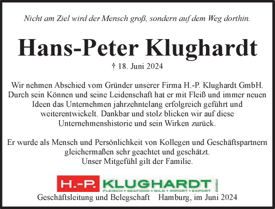 Traueranzeige von Hans-Peter Klughardt von Hamburger Abendblatt