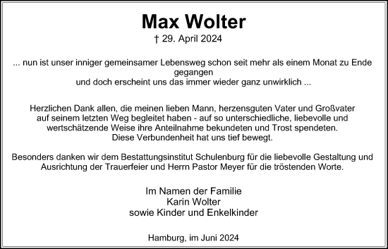Traueranzeige von Max Wolter 