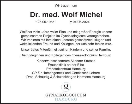Traueranzeige von Wolf Michel von Hamburger Abendblatt