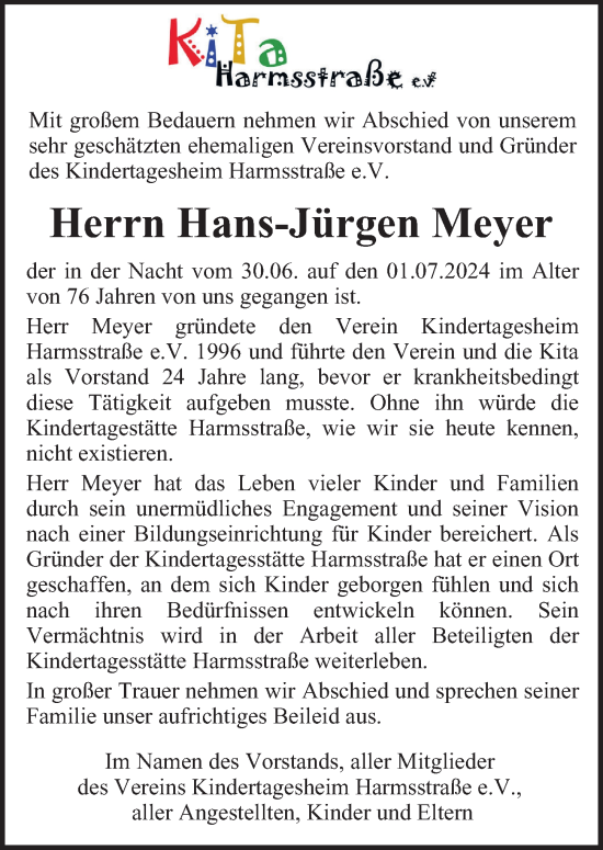 Traueranzeige von Hans-Jürgen Meyer von HA Regio Harburg