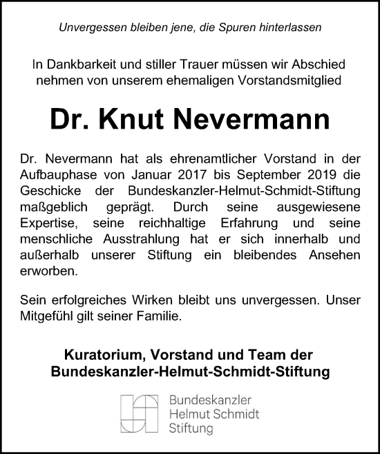Traueranzeige von Knut Nevermann von Hamburger Abendblatt