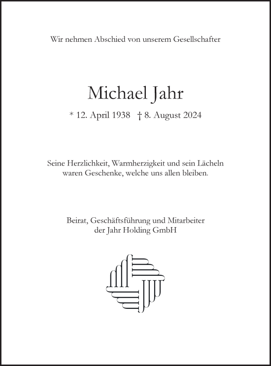 Traueranzeige von Michael Jahr von Hamburger Abendblatt