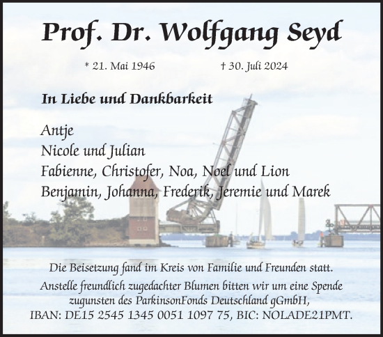 Traueranzeige von Wolfgang Seyd von Hamburger Abendblatt