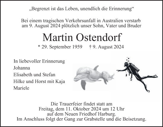 Traueranzeige von Martin Ostendorf von Hamburger Abendblatt