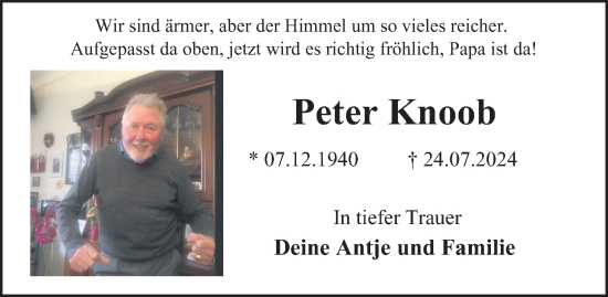 Traueranzeige von Peter Knoob von Hamburger Abendblatt