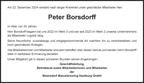 Traueranzeige von Peter Borsdorff 